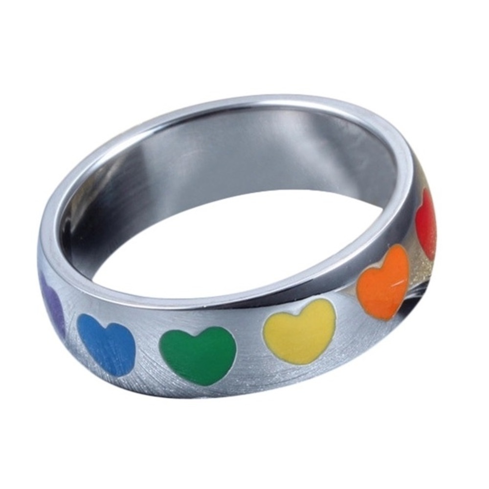 Vibrant Multicolor Heart Silver Ring